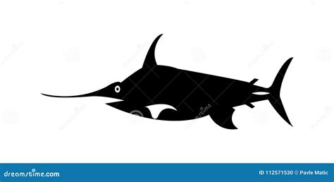 Simple, Minimal, Black Swordfish Silhouette Stock Vector - Illustration ...