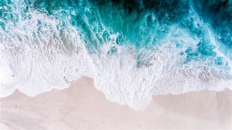 wallpaper ocean, aerial view, surf, wave, foam, sand, shore HD ...