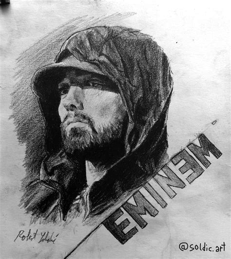 Here is a drawing of eminem, I drew it on A4 format with a pencil. I ...