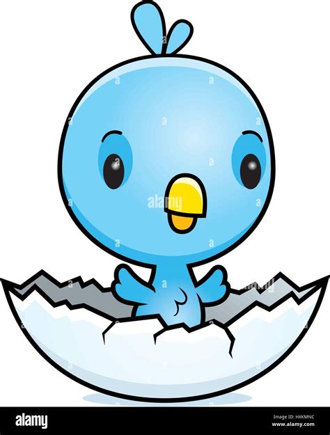 A cartoon illustration of a baby blue bird hatching from an egg Stock ...