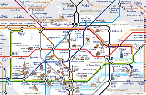 London top tourist attractions map - London tube map with attractions ...