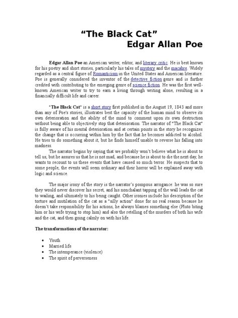 The Black Cat E. a. Poe | Edgar Allan Poe | Poetry