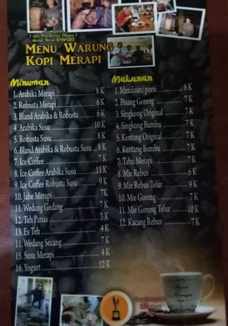 Merakyat, Ini Daftar Harga dan Menu di Warung Kopi Merapi Cangkringan