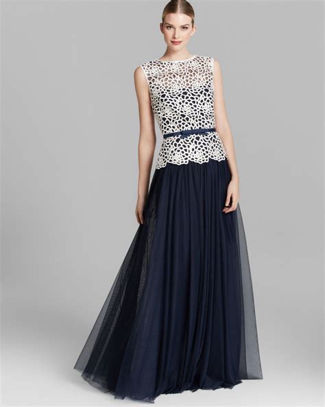 Lyst - Tadashi shoji Shoji Gown Sleeveless Lace Belted in Blue