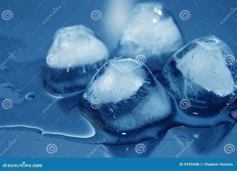 Colored Ice Cubes Melted In Water On Reflection Royalty Free Stock ...