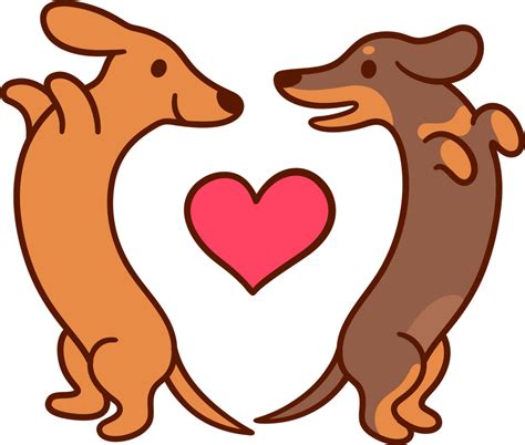 Cute cartoon dachshunds in love Art Print by Irmirx - X-Small ...