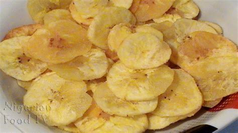 Plantain Chips is a crunchy snack made with either ripe or unripe ...