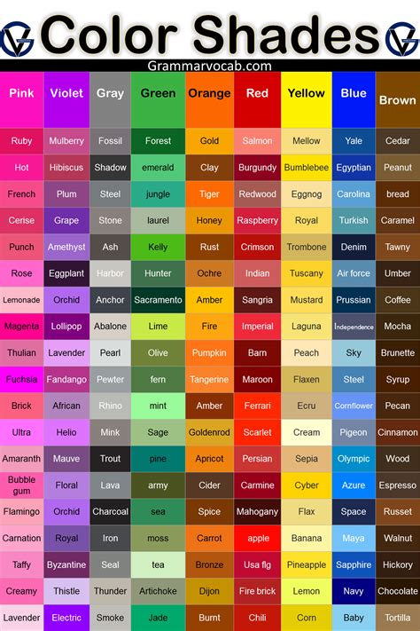 List Of Colors: 550 Color Names And Hex Codes Color, 42% OFF