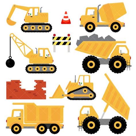 construction vehicles are shown in yellow and black