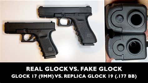 Real Glock vs. Fake Glock (9mm Glock 17 vs. Glock 19 Replica Airgun BB ...