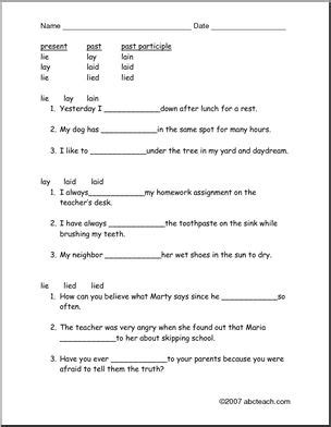 Lie or Lay? (ESL) -easy Worksheet – Abcteach