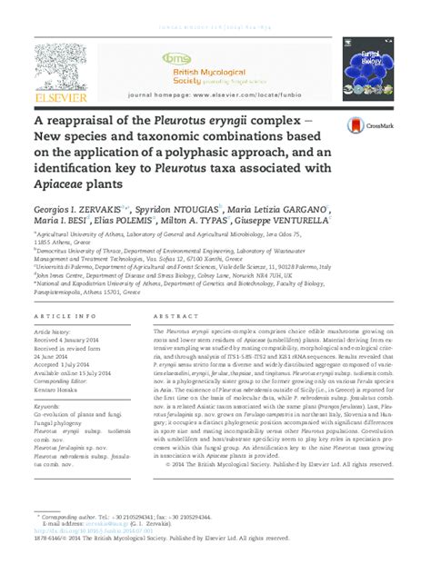 (PDF) A reappraisal of the Pleurotus eryngii complex - new species and ...