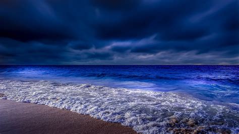 Sea Shore Waves At Night Time 4k, HD Nature, 4k Wallpapers, Images ...