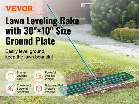 VEVOR Lawn Leveling Rake, 48"x10" Level Lawn Tool, Heavy-duty Lawn ...