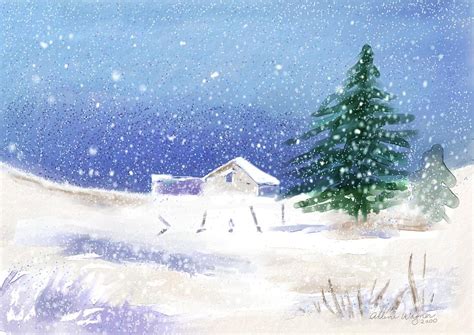 Snowy Winter Scene Digital Art by Arline Wagner - Fine Art America