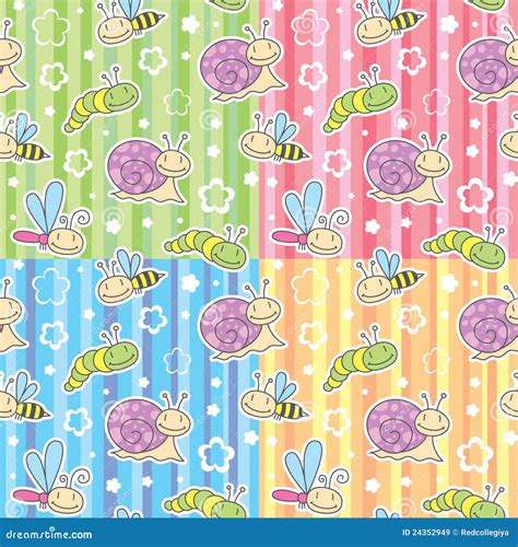 Patterns with insects stock vector. Illustration of animal - 24352949