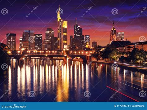 Frankfurt Skyline at Sunset in Germany Stock Photo - Image of city ...