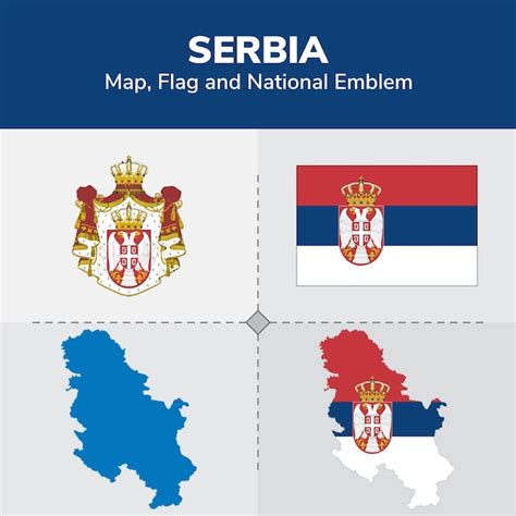 Premium Vector | Serbia map, flag and national emblem