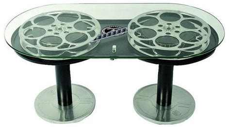 Coffee Table Double Movie Film Reel Glass Top Oval Paramount Pictures ...