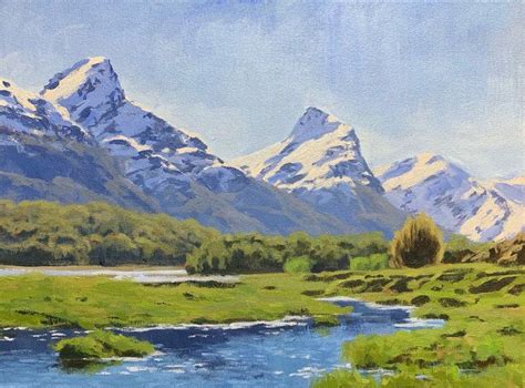 How to Paint a Mountain Landscape in Acrylics | Mountain painting ...