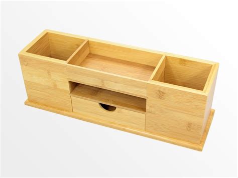 Desk Tidy, Wide Stationery Organiser | Bamboo Stationery Box | Office ...