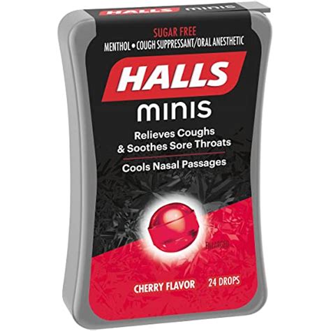 Halls Minis Cherry Flavor Sugar Free Cough Drops, 8 Packs of 24 (192 ...