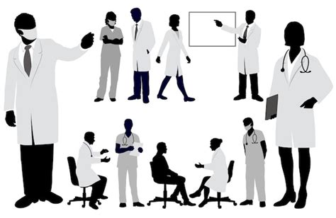 Premium Vector | Doctors and nurses vector silhouette illustration set ...