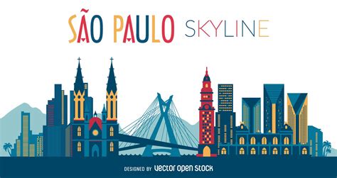 Illustration featuring Sao Paulo skyline with silhouettes of classic ...