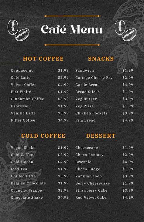 Coffee Shop Menu Template