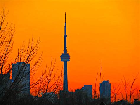 CN Tower at Sunset, Toronto, ON | The sky was clear and oran… | Flickr