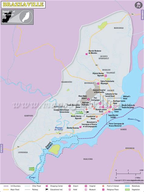 Brazzaville Map | Map of Brazzaville City, Congo | Brazzaville, Map, Congo