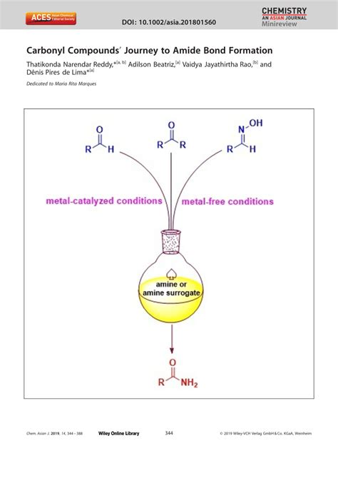 (PDF) Carbonyl Compounds’ Journey to Amide Bond Formation