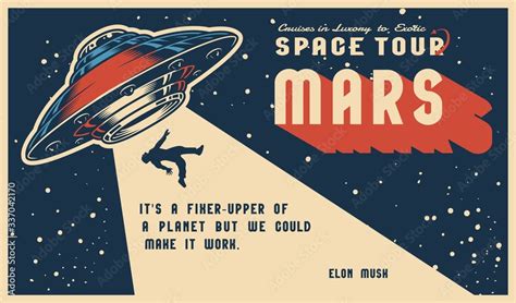 Space vintage colorful horizontal poster Stock Vector | Adobe Stock