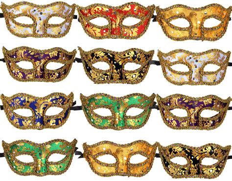 ECOSCO 12pcs Masquerade Masks Women Men Mardi Gras Venetian Ball Party ...