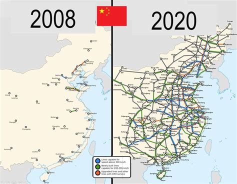 Chinese High-Speed Railway Map 2008 vs. 2020 : r/China