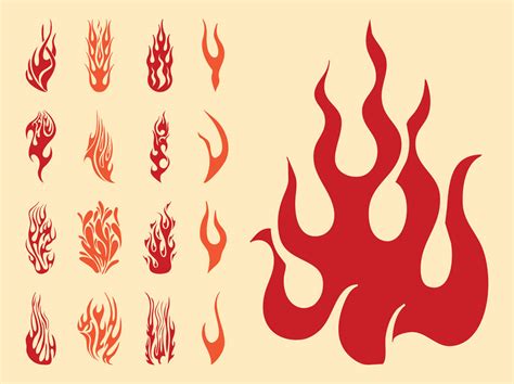 Flame Silhouettes Set Vector Art & Graphics | freevector.com