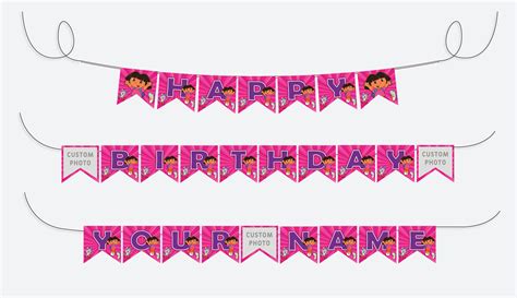 Dora Birthday Pennant Banner - Party Theme