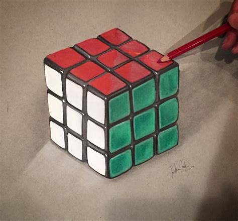 Realistic Rubix Cube Drawing - By Safanah | Object drawing, Colored ...