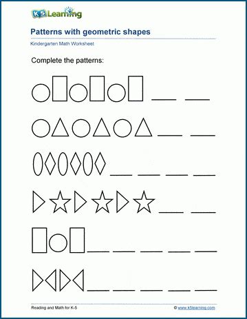 Patterns of Shapes Worksheets | K5 Learning