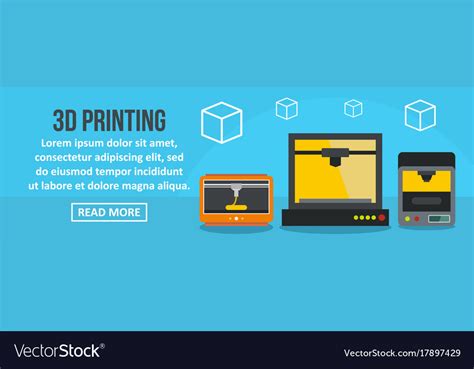 3d printing banner horizontal concept Royalty Free Vector