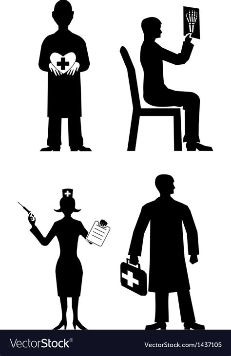 Doctor silhouette set Royalty Free Vector Image