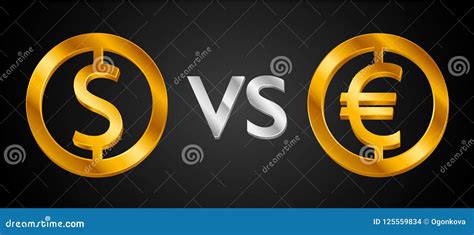 Design Creative Concept US Dollar Sign VS Euro Sign Euro Coin Icon. EUR ...