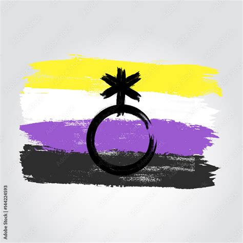 Vetor do Stock: Non-binary pride flag in a form of brush stroke with ...