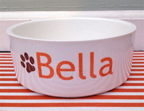 Personalized Ceramic Dog Bowl with Pawprint by HopscotchGifts