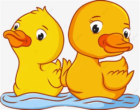 Dua Bebek Berenang Di Atas Air Ilustrasi, Basah, Karakter, Kawaii PNG ...