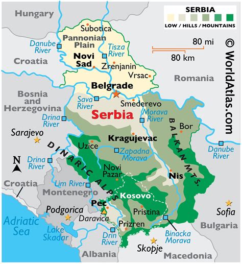 Serbia Large Color Map