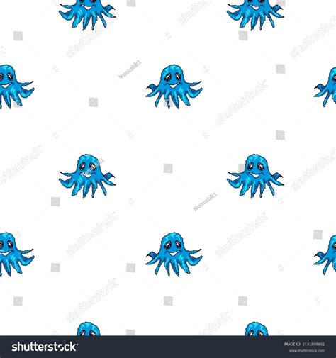 Baby Octopus Pixel Art Cute Seamless Stock Illustration 2131808891 ...