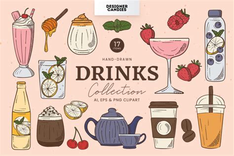 Drinks Illustrations [AI, Vector EPS, PNG Format] - DesignerCandies