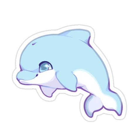 "Cute Dolphin" Sticker for Sale by Kawiku | Dolphin art, Cute animal ...