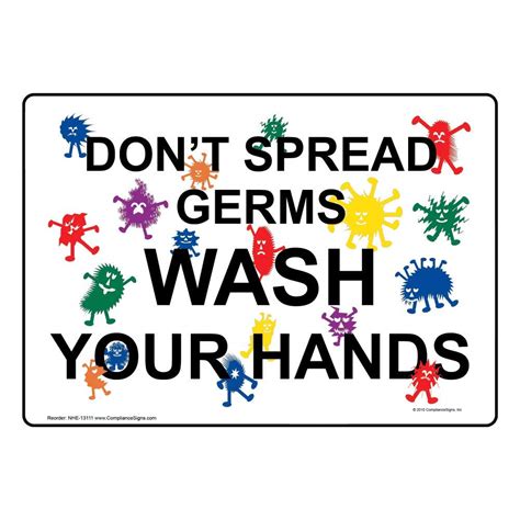 Buy ComplianceSigns.com Don't Spread Germs Wash Your Hands Sign, 10x7 ...